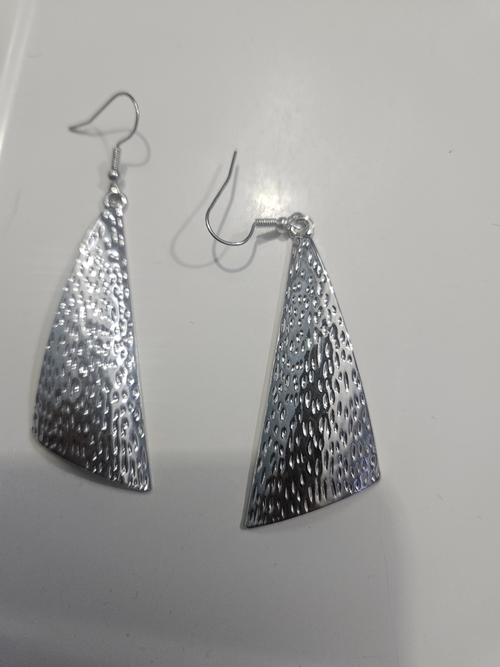 Silver Hammered Teardrop Dangle Earrings - Women Jewelry